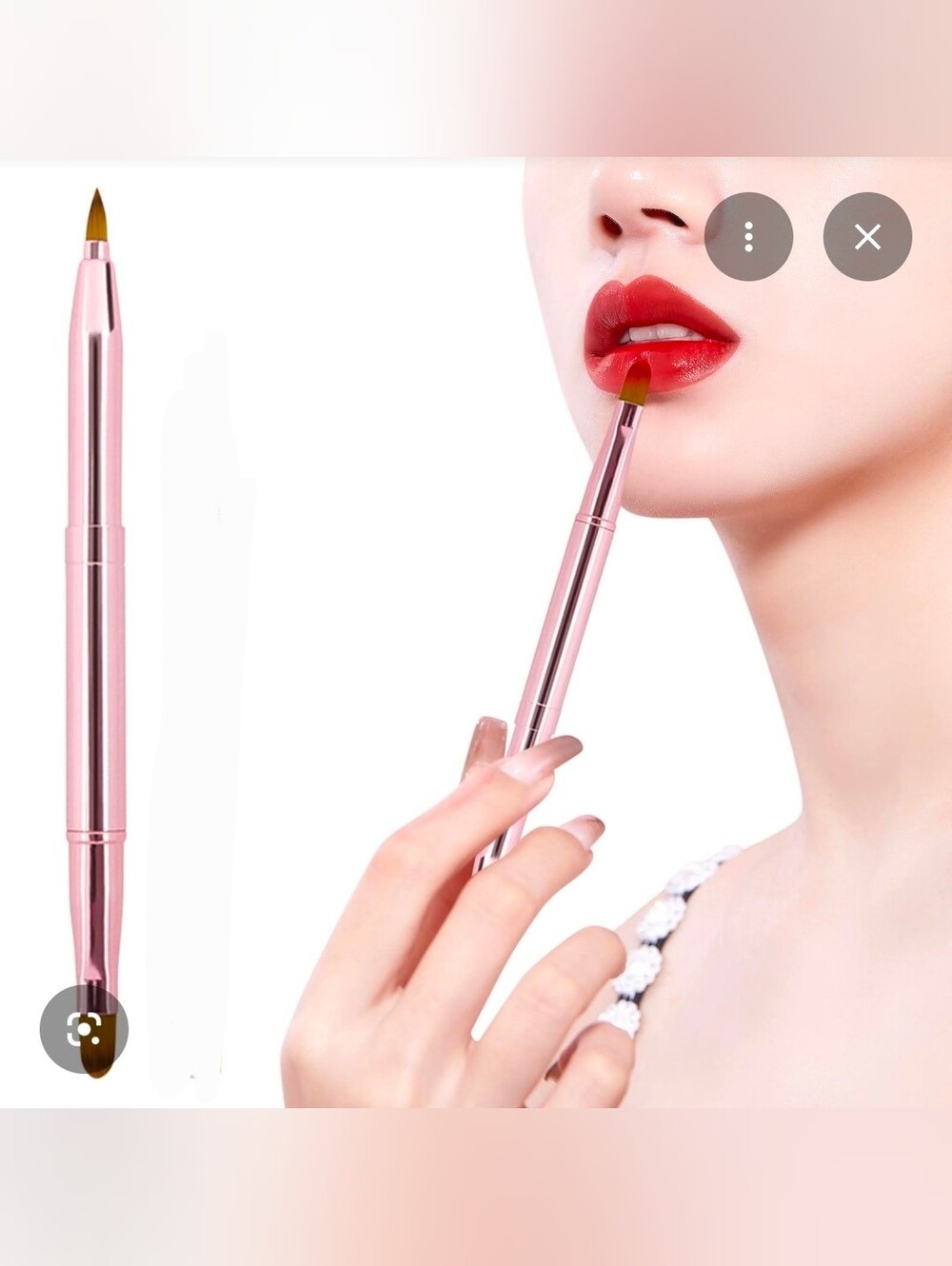 Pink Retractable Dual Sided Lip Brush- Pointed & Rounded Tips BNIB